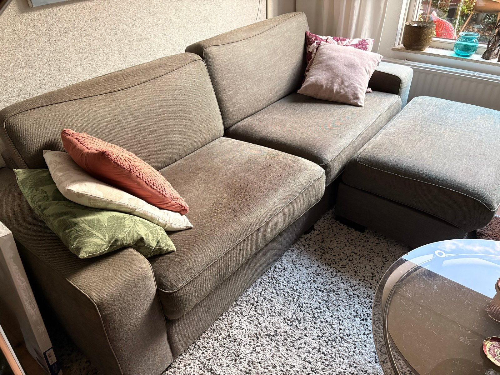 Kartell 3 zits bank met hocker, Huis en Inrichting, Banken | Bankstellen, Ophalen, Gebruikt, Driepersoons, 75 tot 100 cm