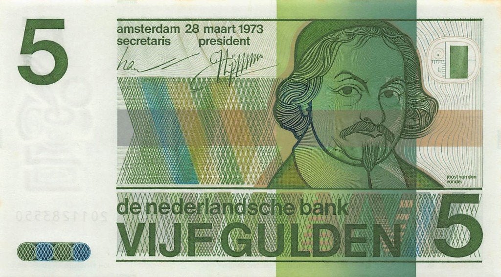 5 gulden Vondel 1973 UNC, Ophalen of Verzenden, 5 gulden, Los biljet