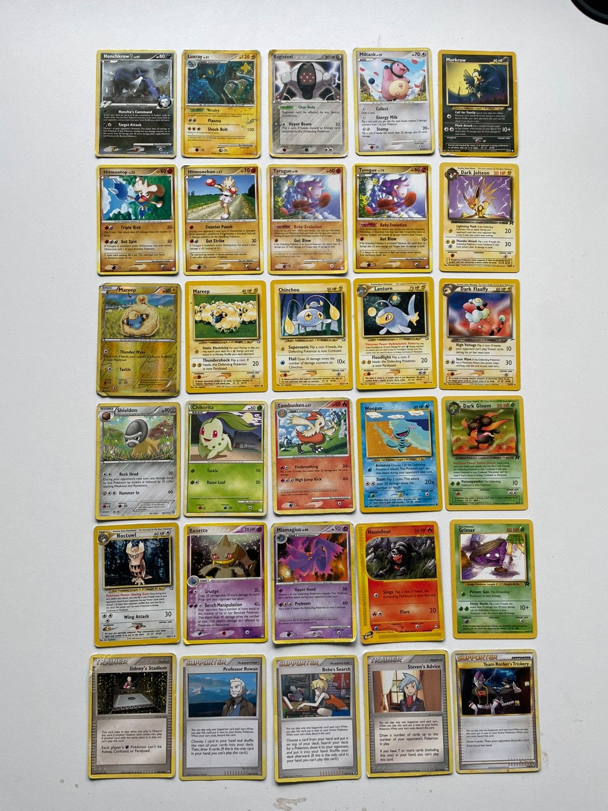 Pokémon Vintage Lot | Luxray, Honchkrow, Dark Jolteon, Ophalen of Verzenden, Zo goed als nieuw, Meerdere kaarten