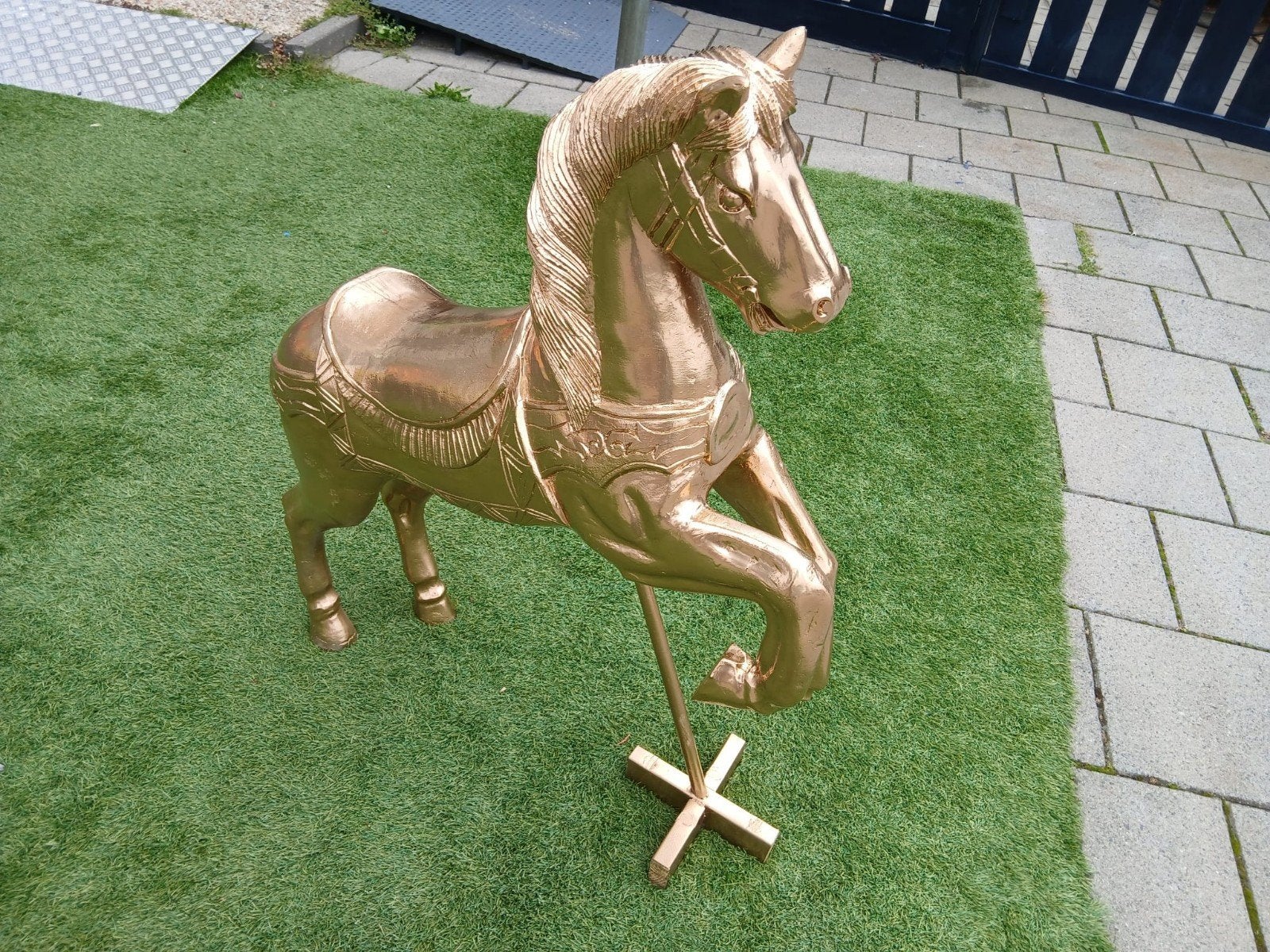 Goudkleurig antiek  decoratief paard, Ophalen, Gebruikt, Goud