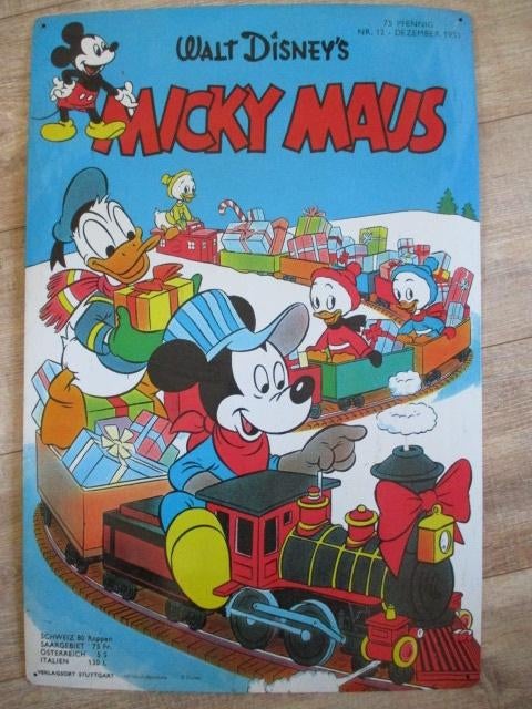 adv10168 metalen poster mickey 2, Ophalen, Mickey Mouse, Gebruikt, Overige typen
