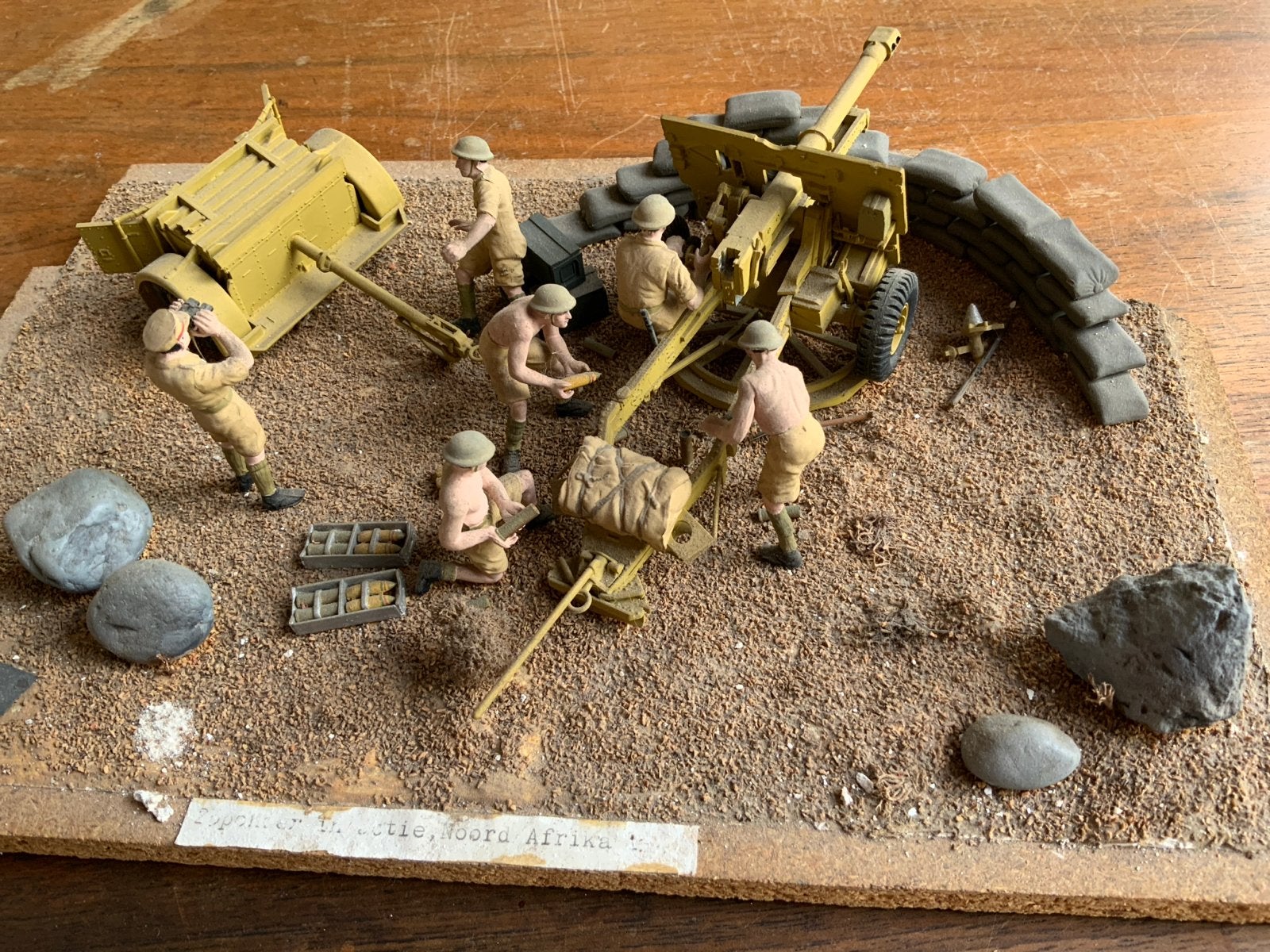 Diorama: Britse artillerie in Noord-Afrika WOII, Verzenden, Gebruikt, 1:35 tot 1:50, Diorama