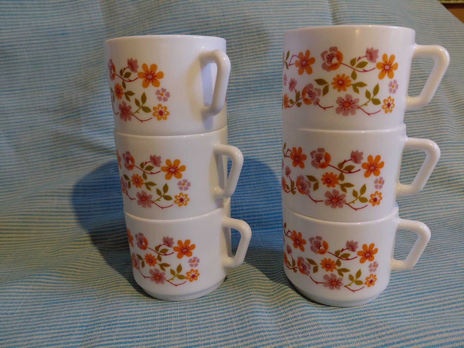6 vintage Arcopal tassen serie scania, Gebruikt, Vintage, Ophalen of Verzenden, Glas