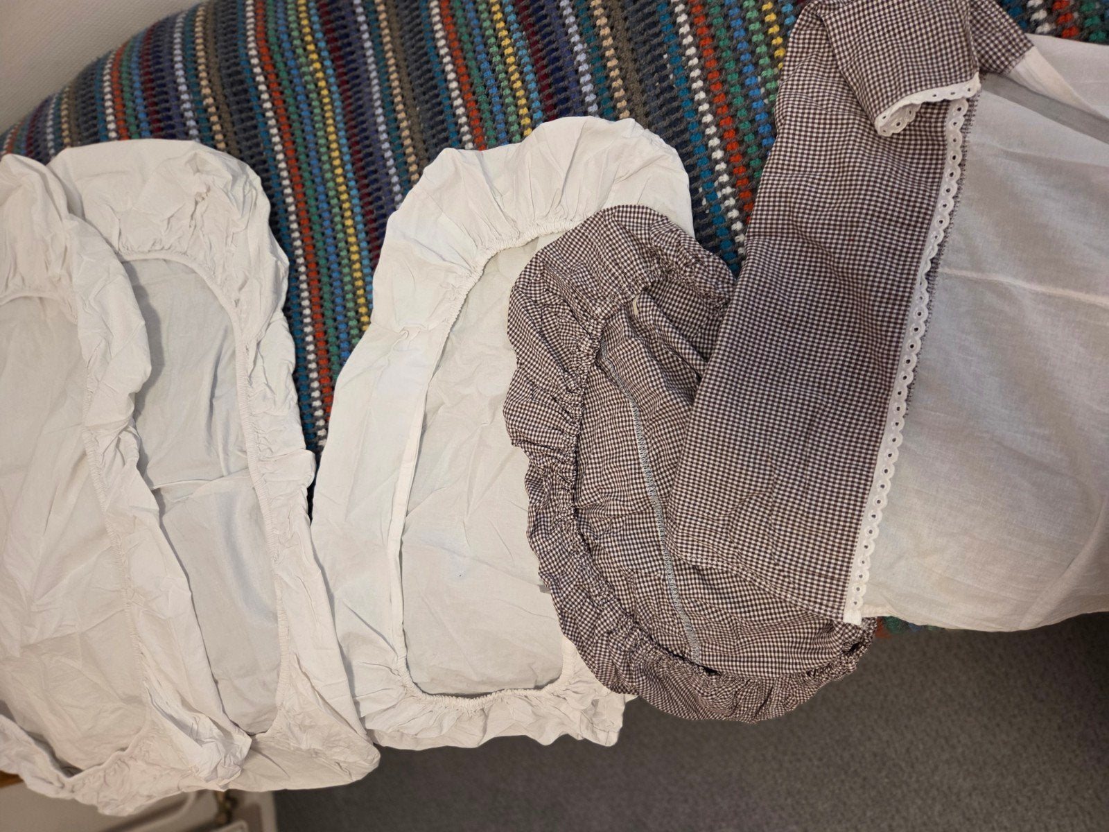 hema ledikant en wieg onderhoeslaken.en kinderwagensetje, Kinderen en Baby's, Gebruikt, Jongetje of Meisje, Wit, Overige typen