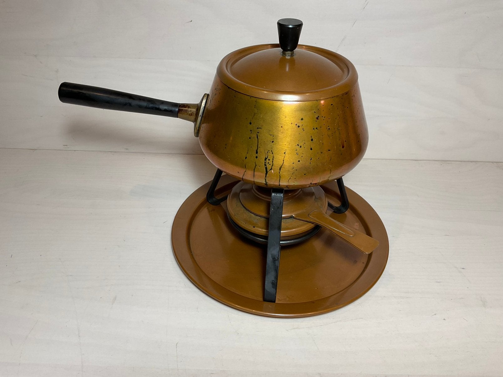 Spring Swiss made fonduepan met brander op bord, Ophalen of Verzenden, Gebruikt, Brander, Fondueset