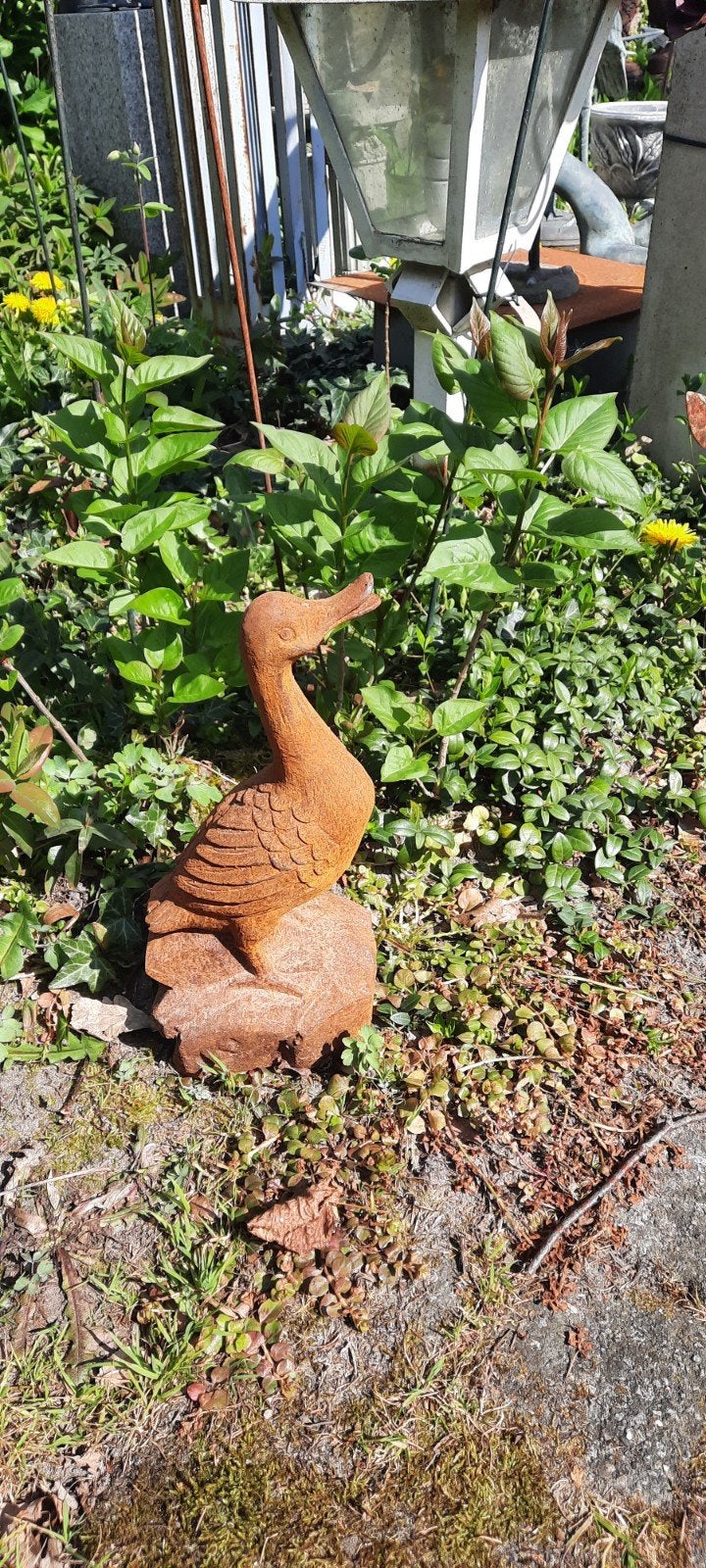 gietijzeren eend tuindecoratie, Tuin en Terras, Ophalen of Verzenden, Nieuw, Metaal, Dierenbeeld