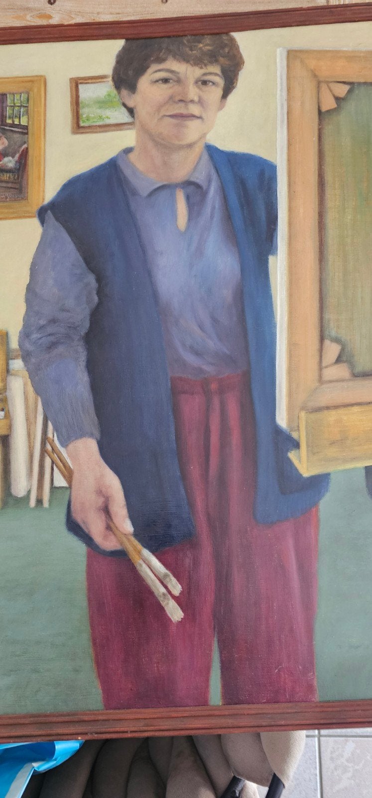 coby wolfs zelfportret olieverf schilderij gesigneerd uniek, Ophalen of Verzenden