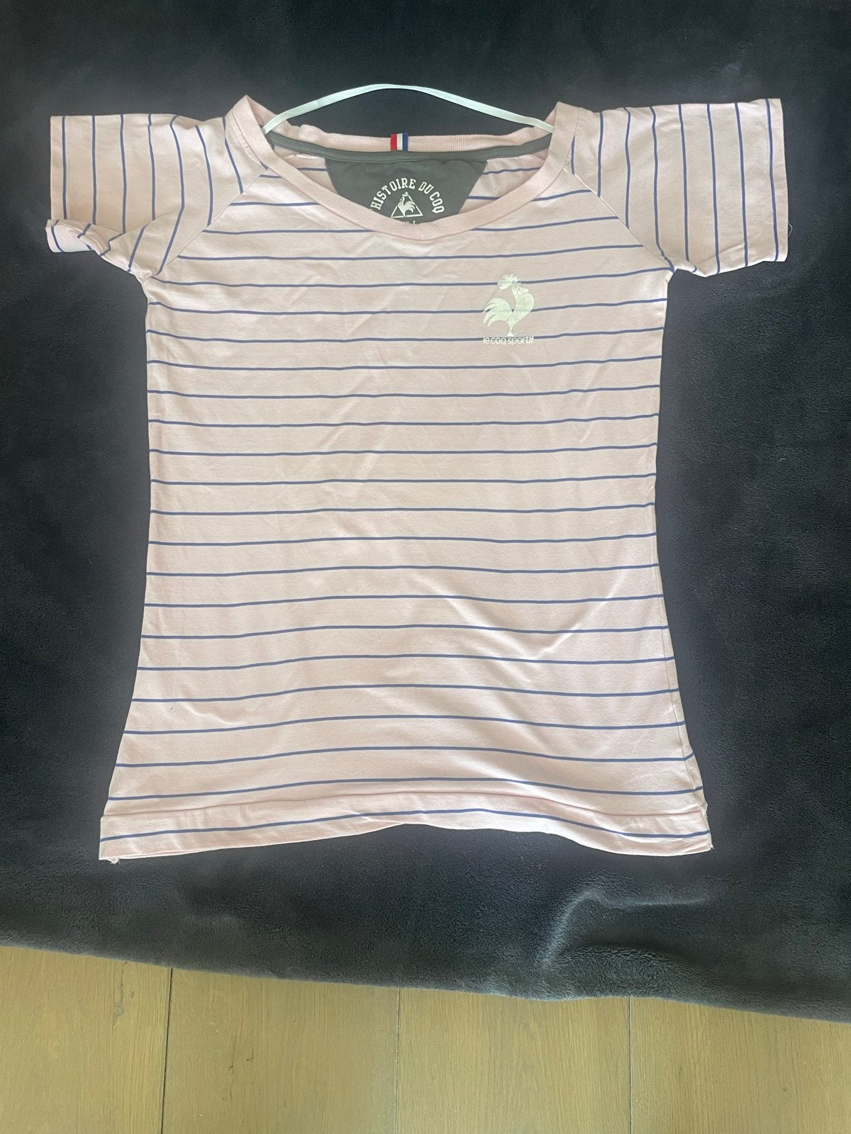 Le Coq Sportif T-shirt Roze met Strepen Maat L, Maat 42/44 (L), Ophalen of Verzenden, Korte mouw, Roze