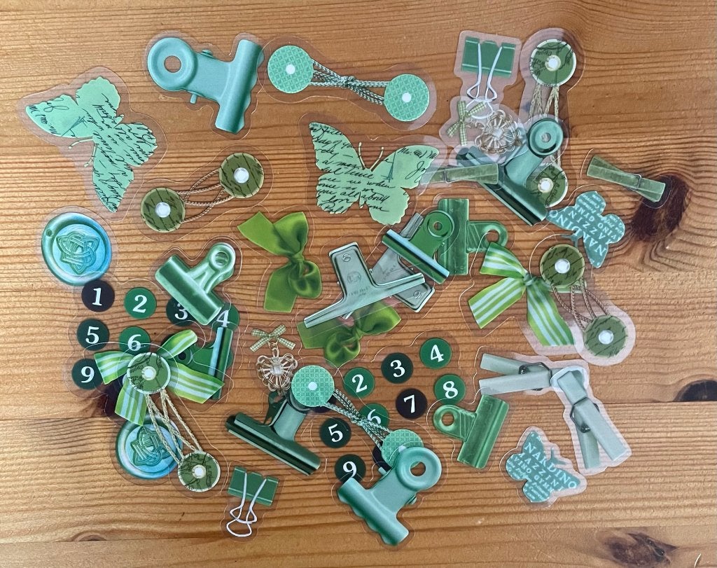 Groene Journaling, scrapbooking, junk journal stickers, Verzenden, Nieuw, Meerdere stickers