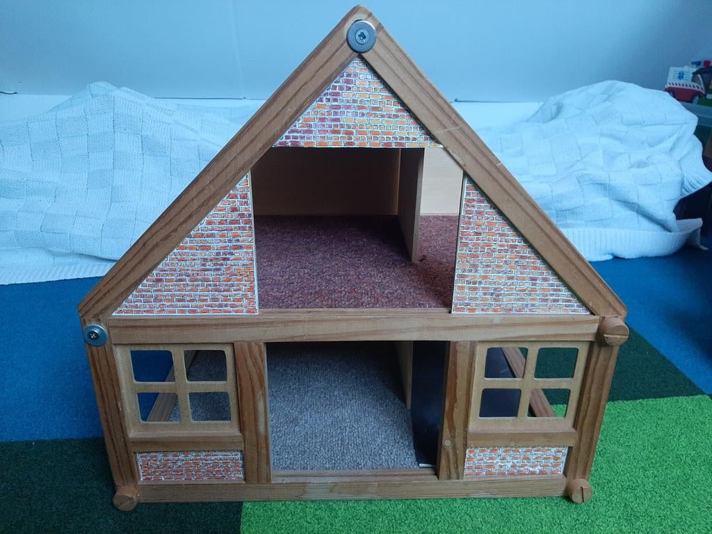 Houten Poppenhuis met Bakstenen Design, Ophalen, Gebruikt, Poppenhuis