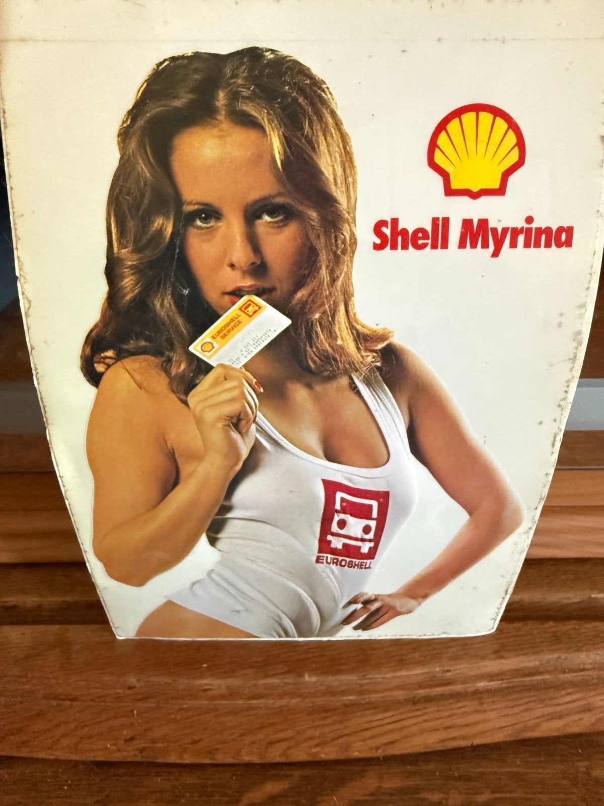 Vintage Shell Myrina Euroshell Reclamebord, Verzamelen, Ophalen of Verzenden, Zo goed als nieuw, Overige typen