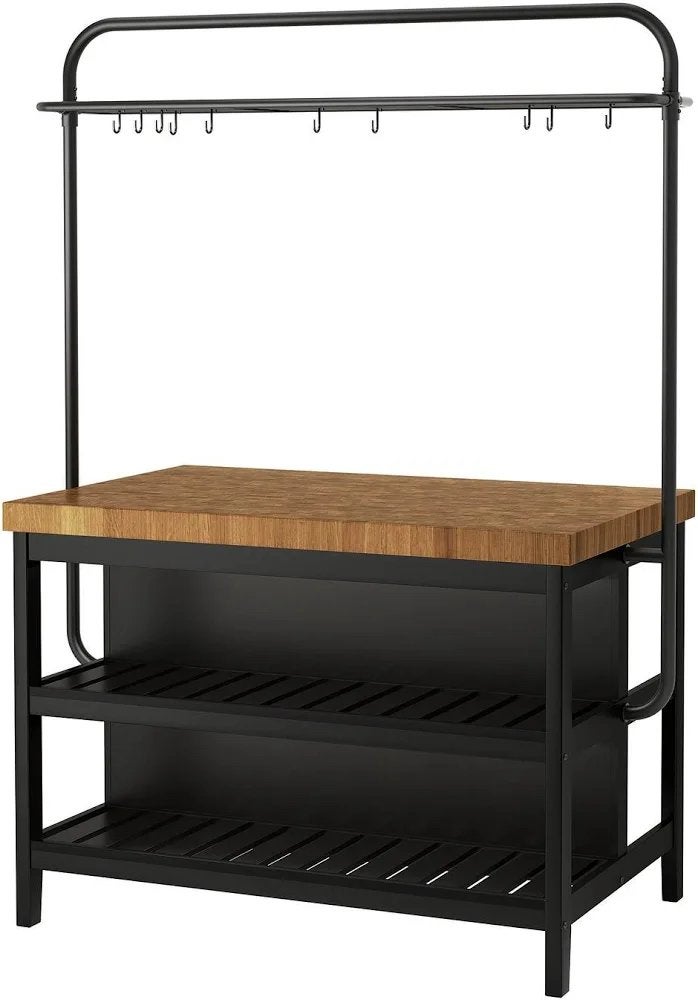 Ikea VADHOLMA kookeiland met krukken, Ophalen, Zwart, 50 tot 100 cm, Zo goed als nieuw