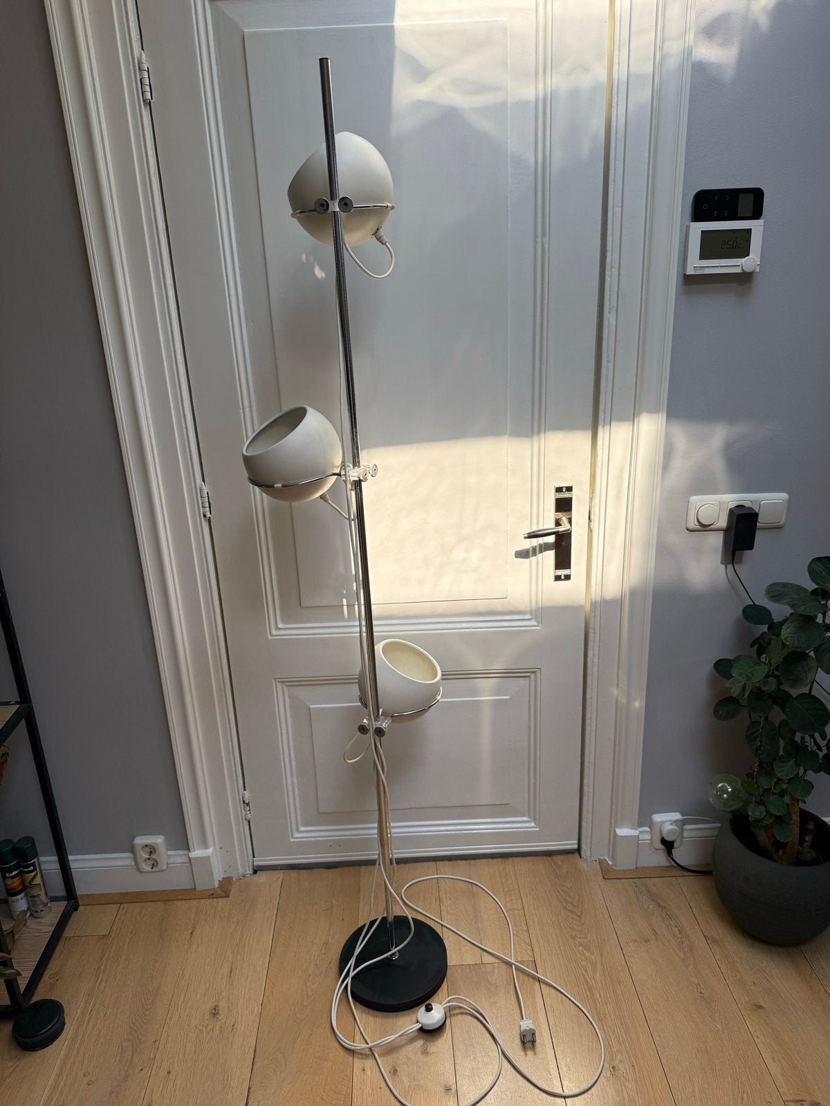 Vintage Vloerlamp met 3 Verstelbare Spots, Ophalen, Gebruikt, E14 (klein), Metaal
