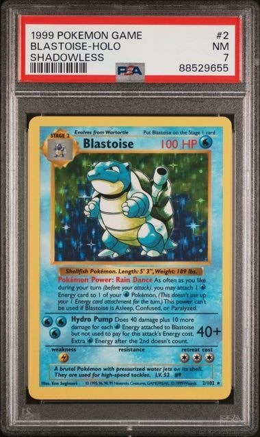 2/102 blastoise shadowless psa 7, Ophalen of Verzenden, Zo goed als nieuw