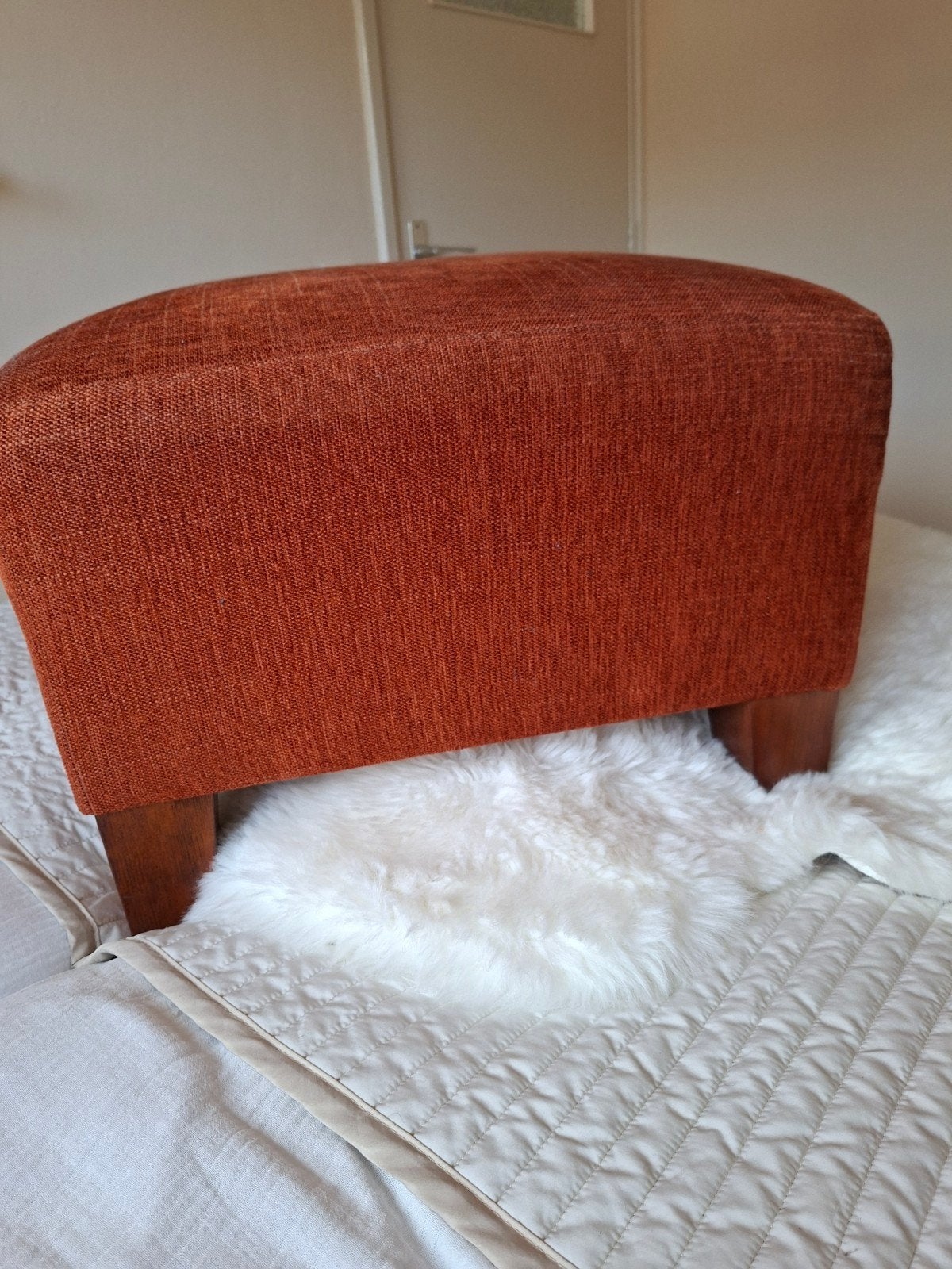 Mooie Poef, chenille stof, vierkant, kleur: terra, Ophalen, Minder dan 50 cm, Vierkant, Minder dan 50 cm