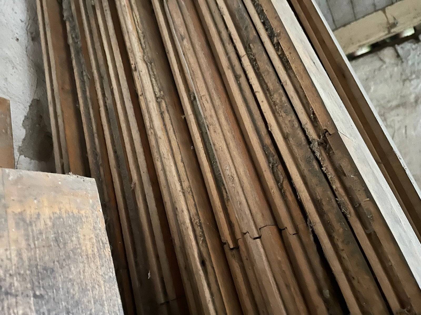 Eikenhouten vloer dikke planken, Doe-het-zelf en Verbouw, Hout en Planken, Ophalen, Gebruikt, 25 tot 50 mm, 250 tot 300 cm