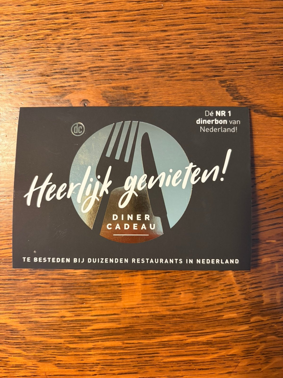 Diner-cadeau bon (van €100,-), Twee personen, Cadeaubon