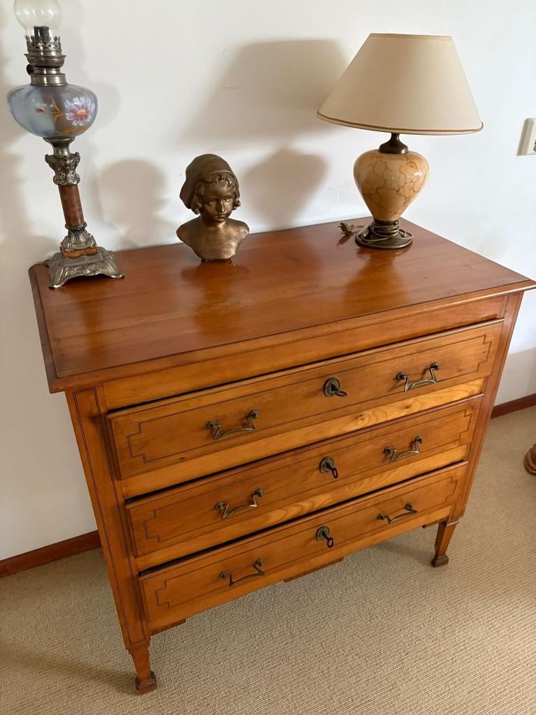 Ladenkast kersenhout, brocante izgst, Ophalen, 50 tot 100 cm, Zo goed als nieuw, 3 of 4 laden