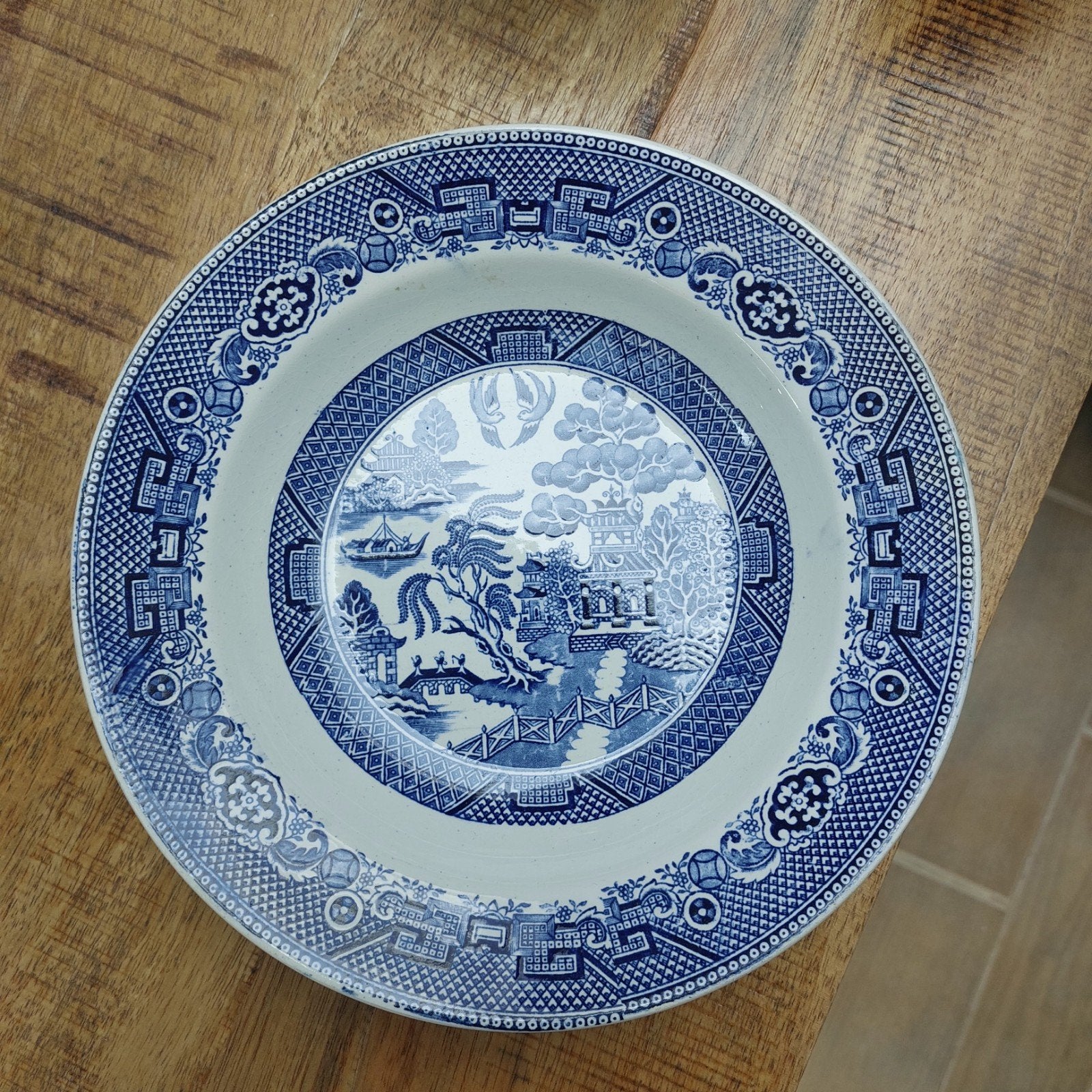 Klassiek Blue Willow bord – Traditioneel blauw-wit, Ophalen of Verzenden