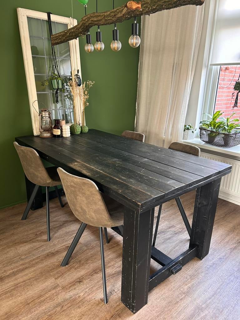 Robuuste massief houten eettafel, Huis en Inrichting, Tafels | Eettafels, Ophalen, Gebruikt, 200 cm of meer, 50 tot 100 cm