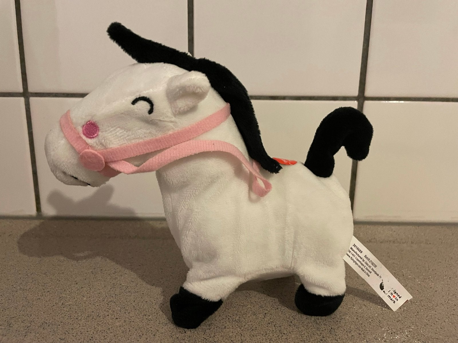 Wit paard knuffel pluche beweging en geluid, Ophalen of Verzenden, Zo goed als nieuw, Paard