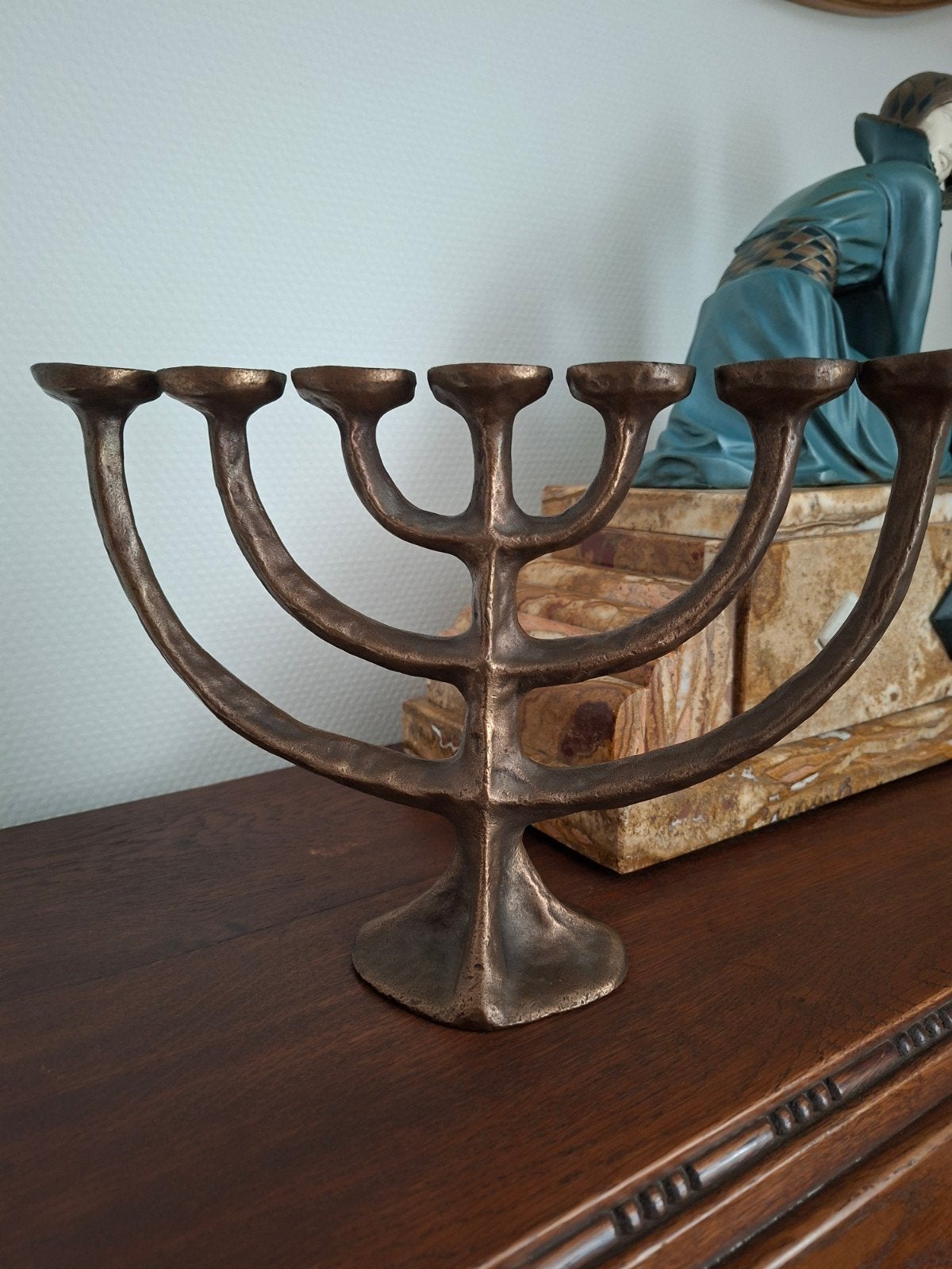 Bronzen brutalistische kandelaar/Menorah Horst Dalbeck, Ophalen of Verzenden, Koper of Brons