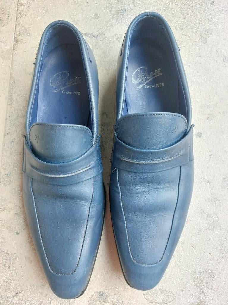 Greeve leren herenschoen maat 8 (42) blauw, Blauw, Zo goed als nieuw, Greve, Loafers