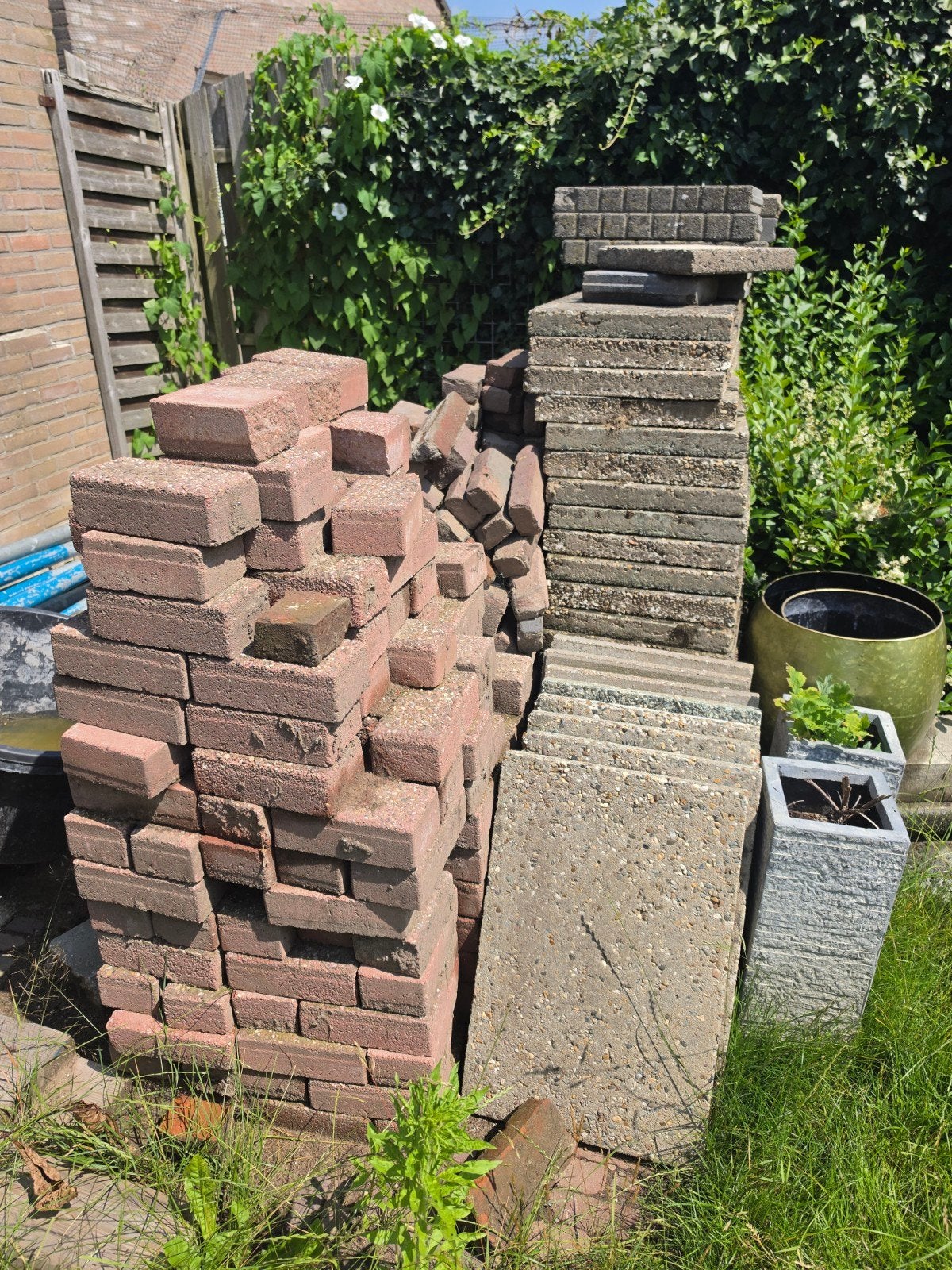 Gratis terrastegels / grindtegels - ca. 15m2, Ophalen, Gebruikt, 10 m² of meer, Beton