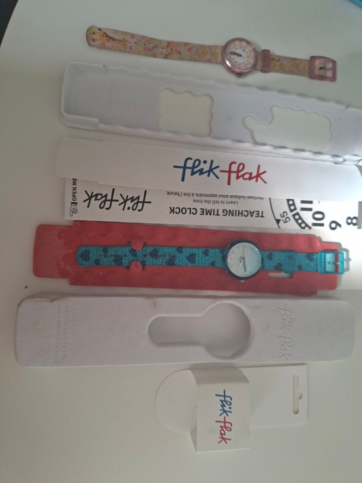 Twee Flik Flak horloges met originele doos, Ophalen of Verzenden, Gebruikt, Meisje