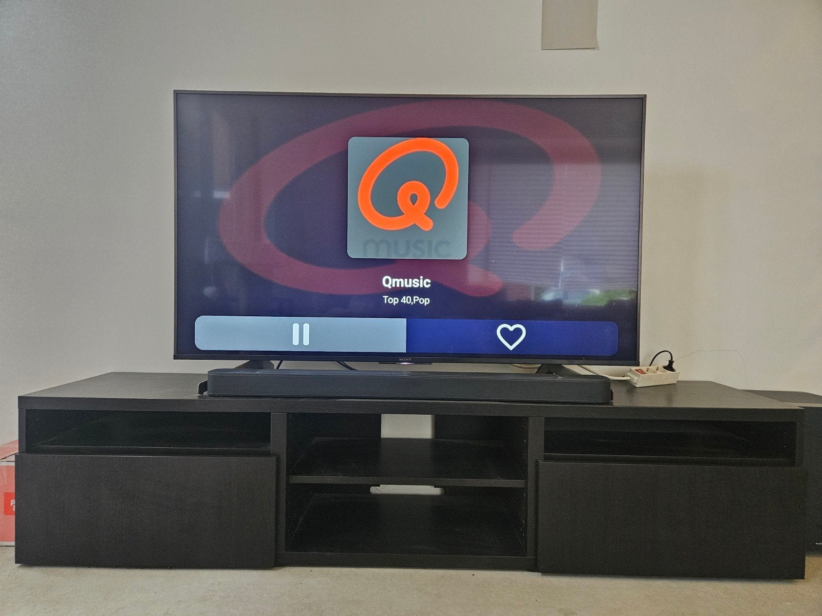 Zwart TV-meubel, Huis en Inrichting, Ophalen, 150 tot 200 cm, Zo goed als nieuw, Minder dan 100 cm