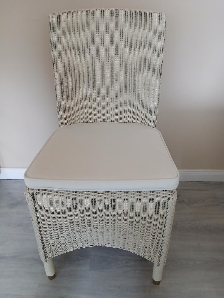 4 Gebroken Wit Rieten Vincent Shepperd Lloyd Loom stoelen, Ophalen, Gebruikt, Wit, Riet of Rotan