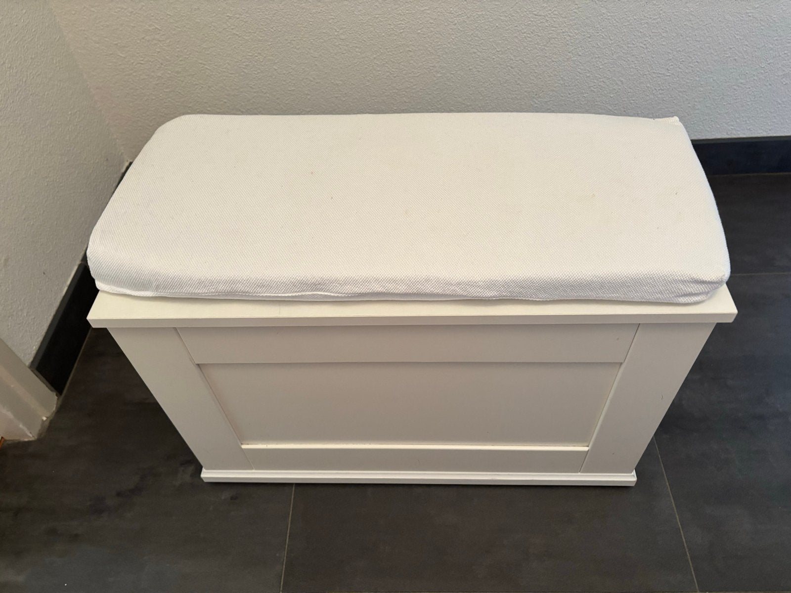 Witte pianobank met opbergruimte en kussen, Huis en Inrichting, Stoelen, Ophalen, Gebruikt, Wit, Eén