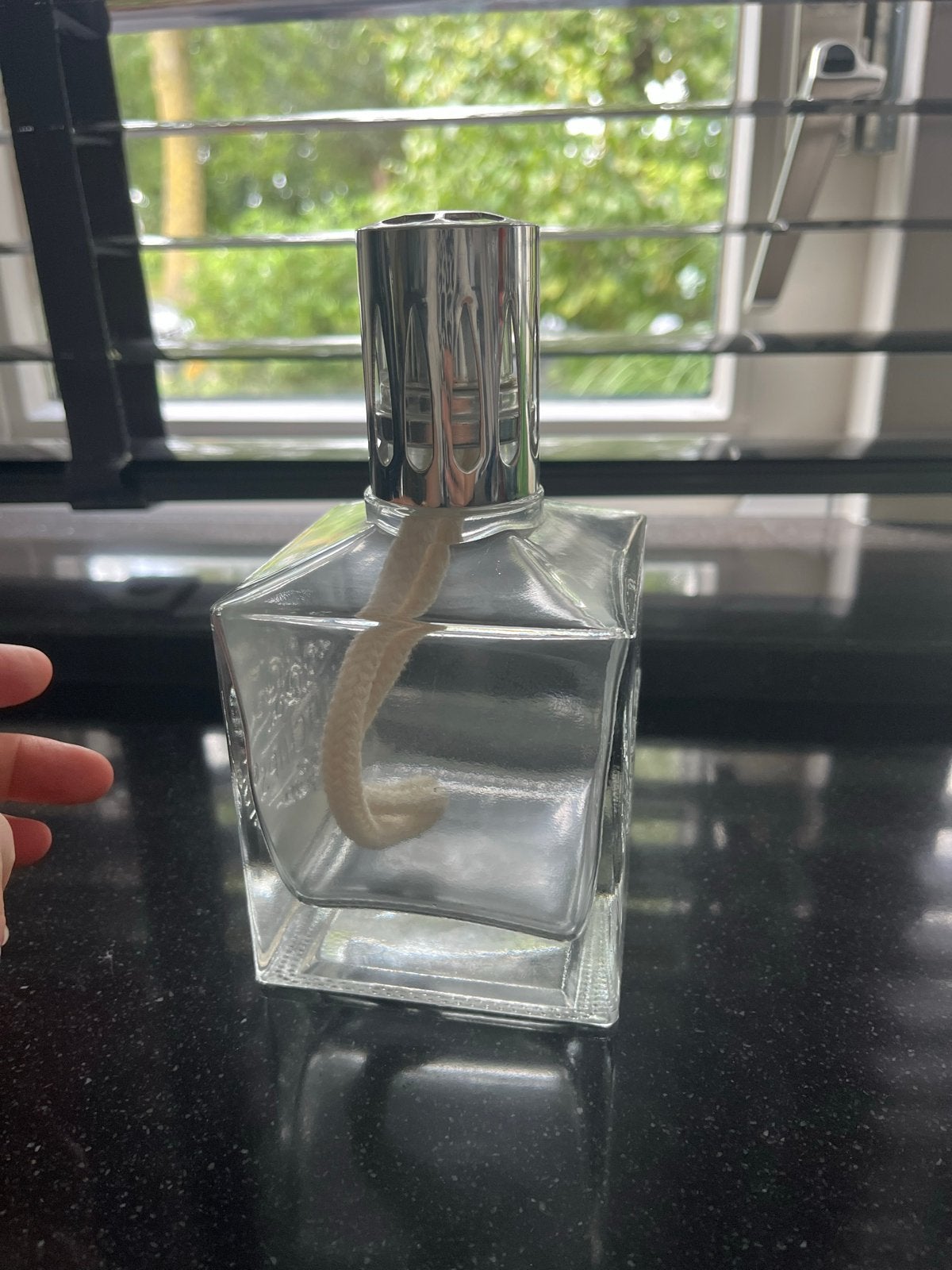 Scentchips Geurlamp - Vierkant Glas met Zilveren Dop, Wit, Overige merken, Ophalen of Verzenden, Zo goed als nieuw