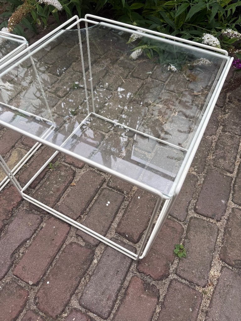 Max Sauze Isocele mimiset bijzettafels, Minder dan 55 cm, Gebruikt, Industrieel Geometrisch strak modern, Metaal of Aluminium