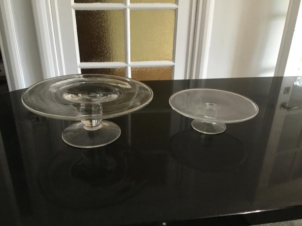 Glazen taart schalen, Schaal, Rond, Ophalen of Verzenden, Glas