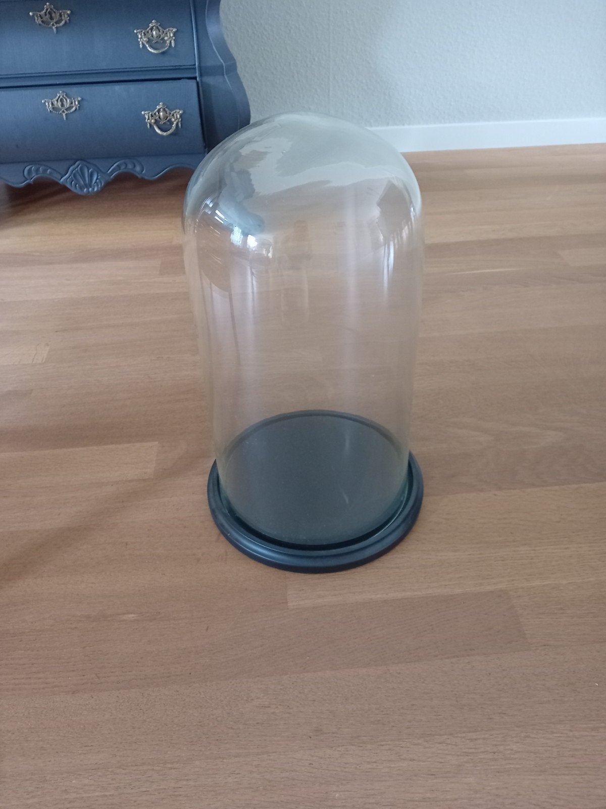 Glazen stolp met zwarte voet, Ophalen, Zo goed als nieuw, Zwart, Glas