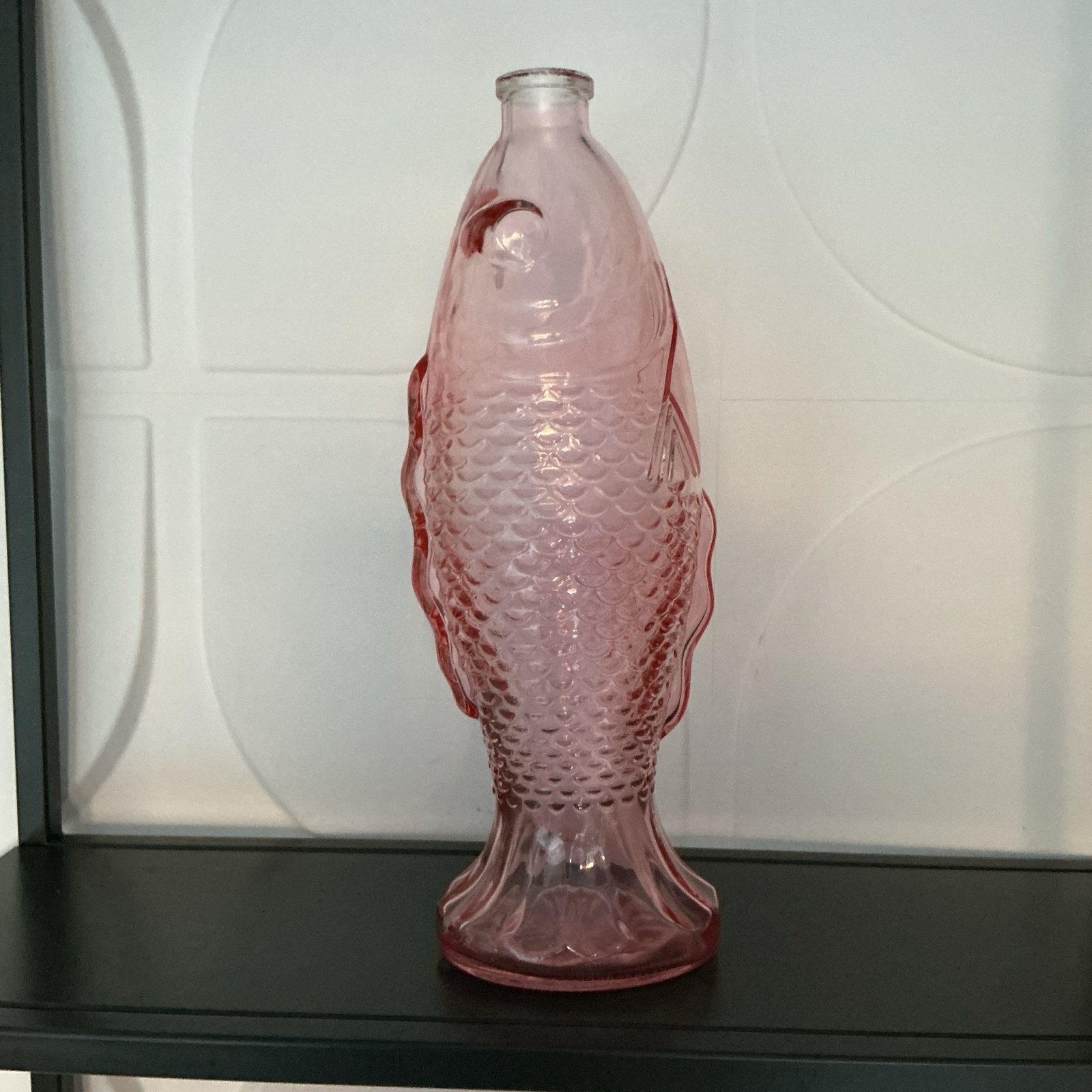 Roze Glazen Vis Vaas - Decoratieve Fles, Ophalen of Verzenden