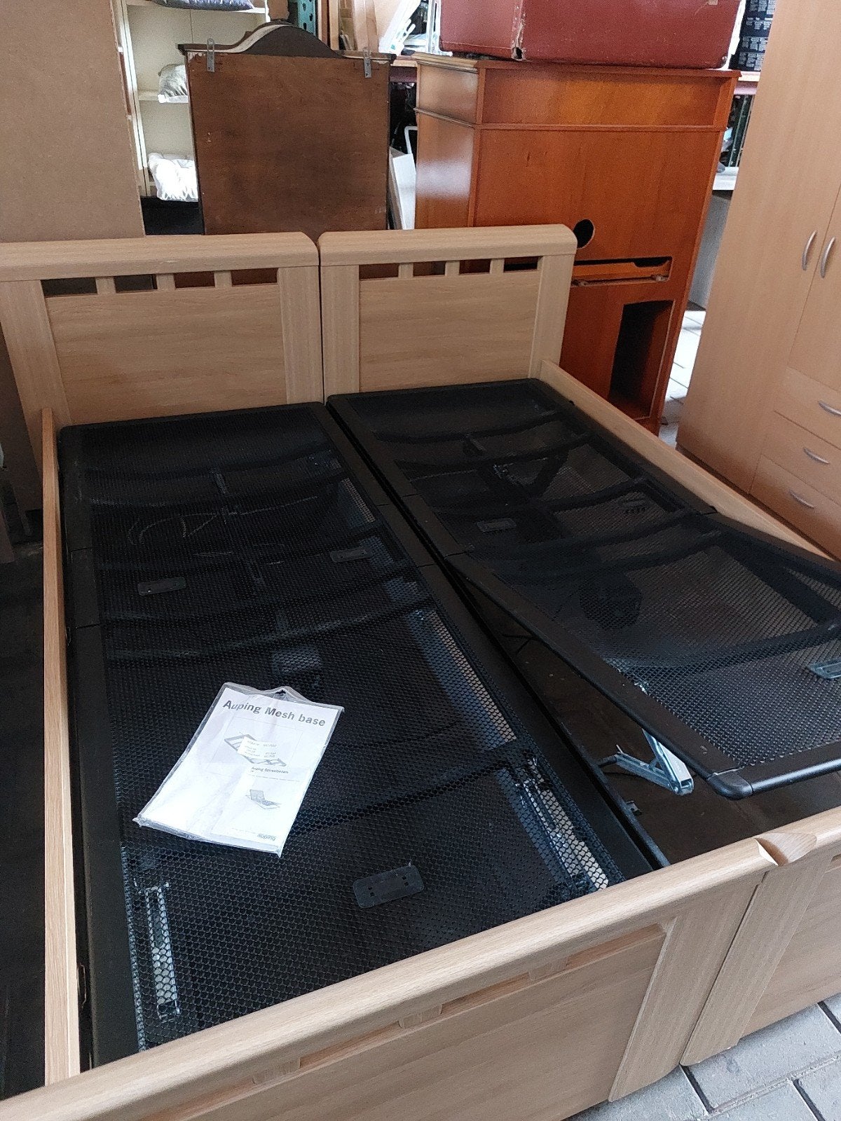Koppelbaar seniorenbed 160x200 met Auping bodems, Ophalen, Overige kleuren, Seniorenbed, Tweepersoons