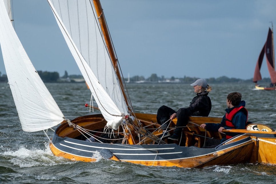 Authentieke houten tjotter 'Anneke' (1919) F. Lantinga IJlst, Watersport en Boten, Ophalen, 4 m, 1 m, Elektrisch