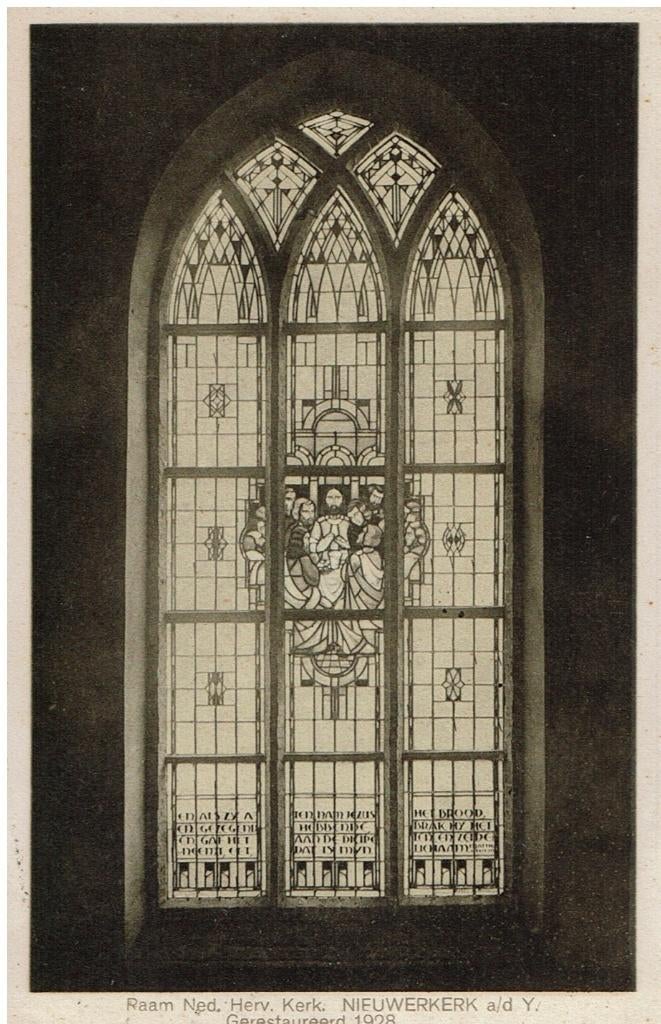 Ansichtkaart Nieuwerkerk a/d IJssel, Raam Ned. Herv. Kerk, Ophalen of Verzenden, 1920 tot 1940, Gelopen, Zuid-Holland