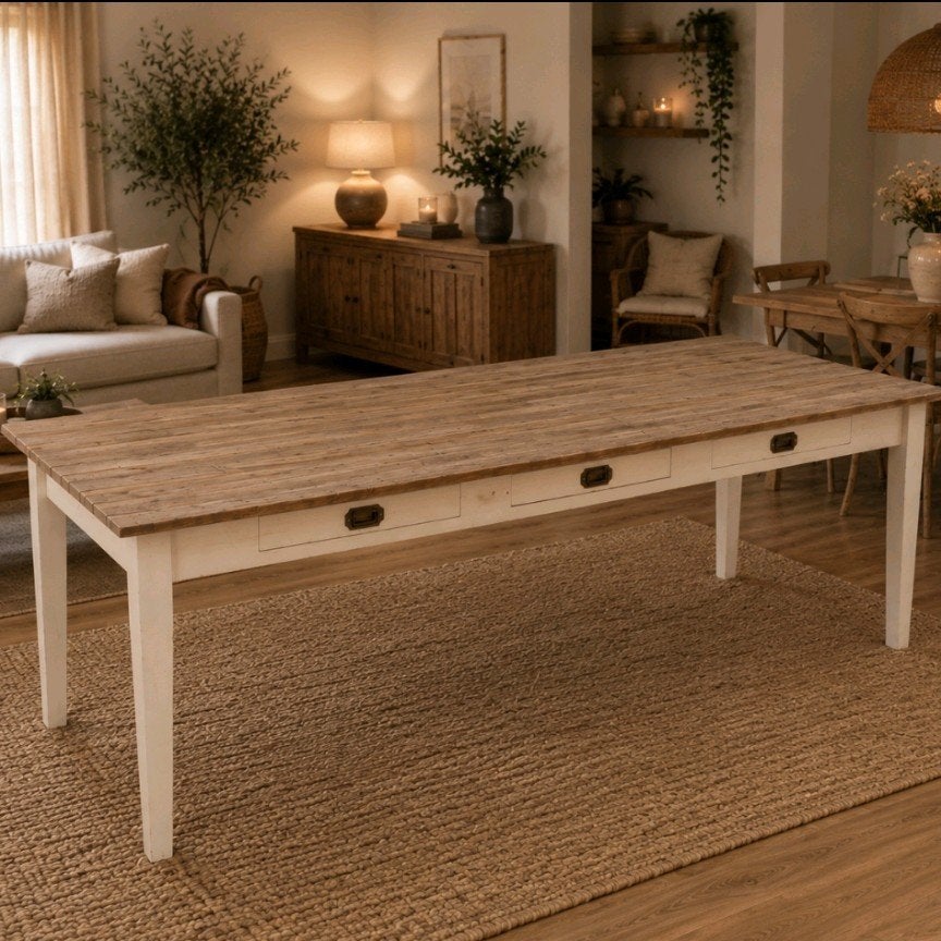 Gratis houten landelijke Eettafel 90x200 vintagelook, Huis en Inrichting, Gebruikt, Modern landelijk, Vijf personen of meer, 150 tot 200 cm