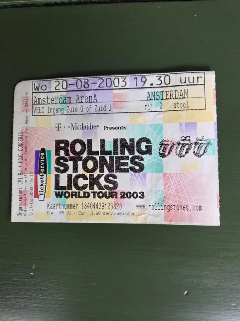 Concertkaart The Rolling Stones Arena 2003, Ophalen of Verzenden, Zo goed als nieuw, Overige typen