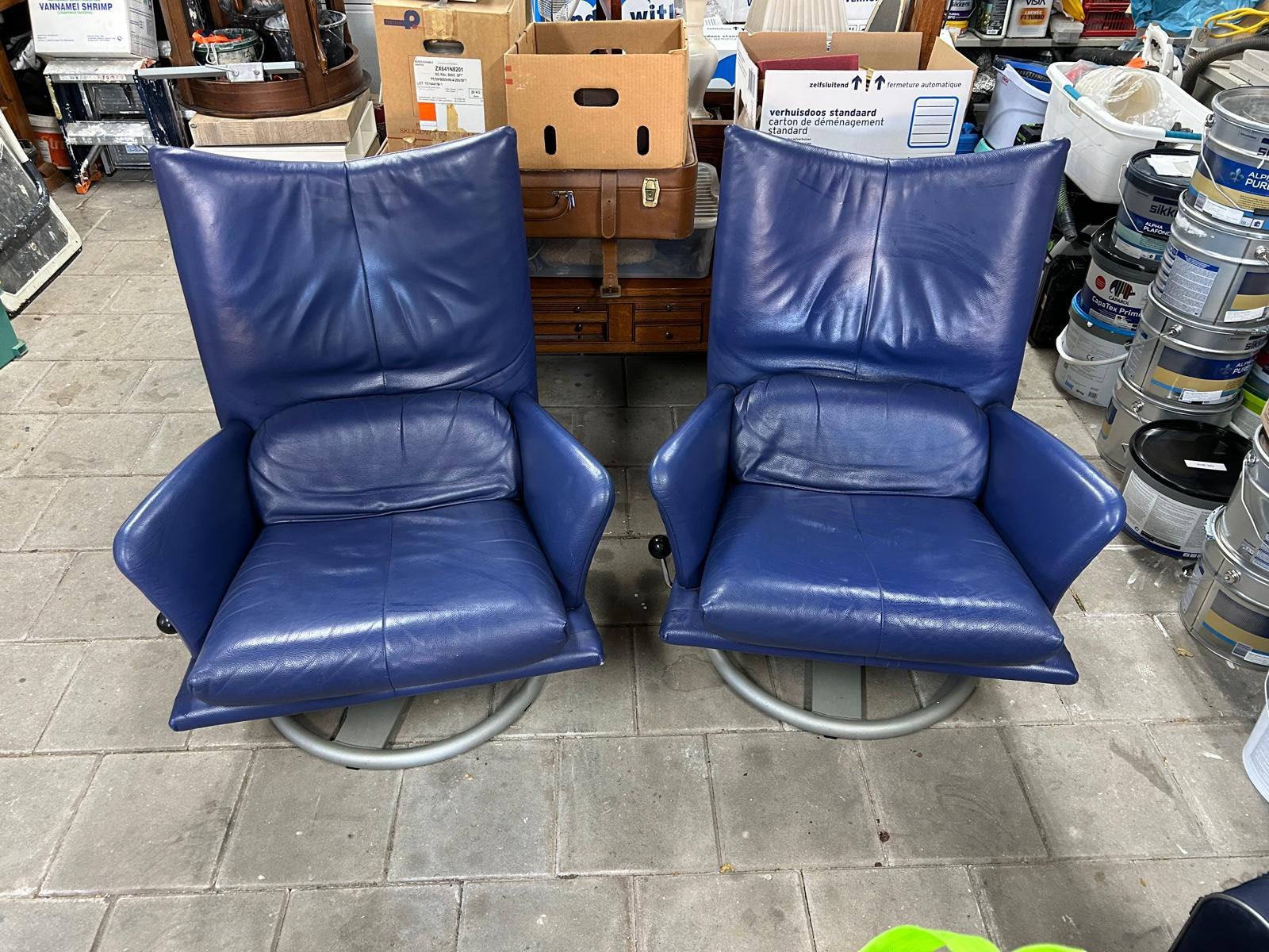 Draaifauteuils rolf benz, Ophalen, Gebruikt, Modern, Leer