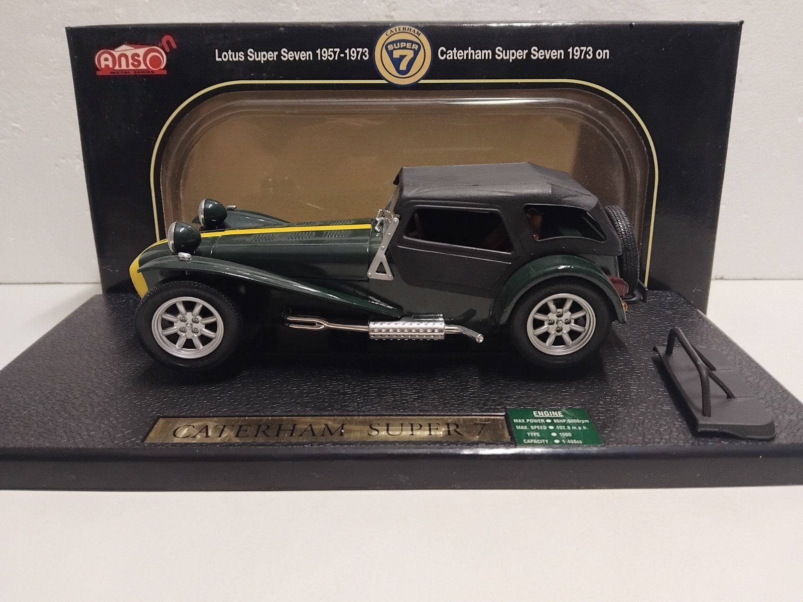 Lotus Super Seven Catherham groen Anson metal 1:18 KRD, Ophalen of Verzenden, Zo goed als nieuw, Auto, Anson