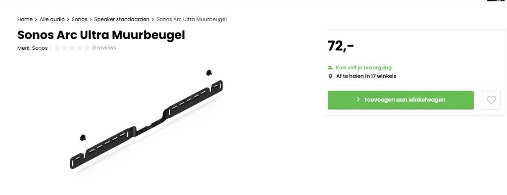 SONOS ARC Ultra muurbeugel, Ophalen of Verzenden, Zo goed als nieuw