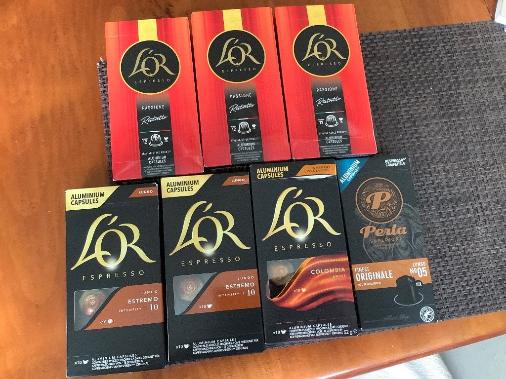 L’or espresso Colombia Andes, Ristretto Perla lungo, Ophalen, Koffiepads en cups, Espresso apparaat, 10 kopjes of meer