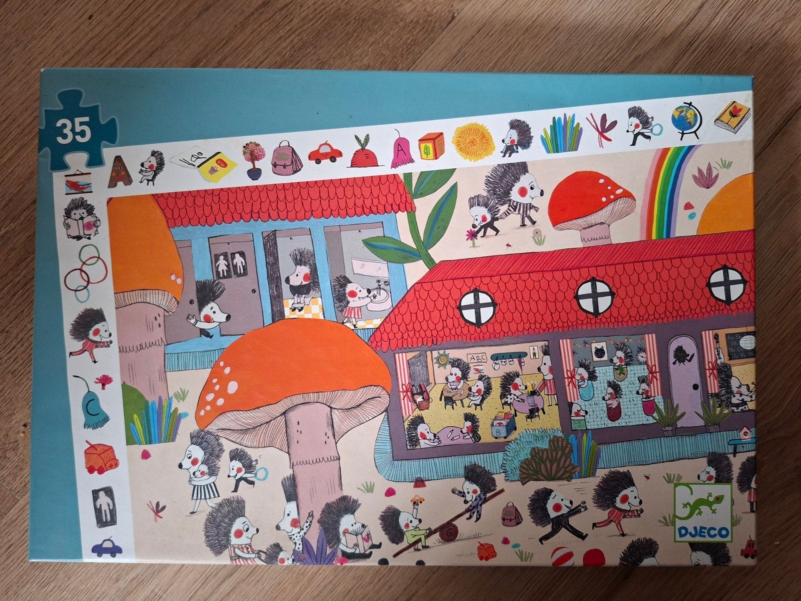 DJECO Puzzel Observation Egels naar school 3 jr+, Ophalen of Verzenden, 10 tot 50 stukjes, Zo goed als nieuw, 2 tot 4 jaar