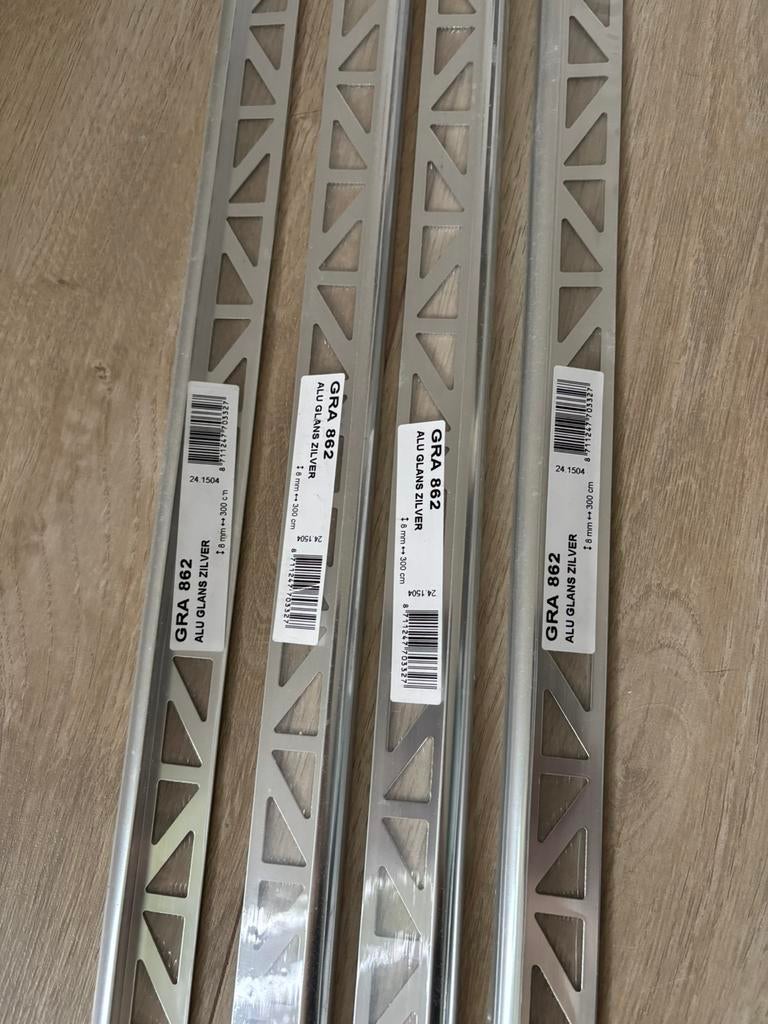 4x Tegelprofiel kwartrond Aluminium Zilver, Ophalen, Overige materialen, Overige typen, Nieuw