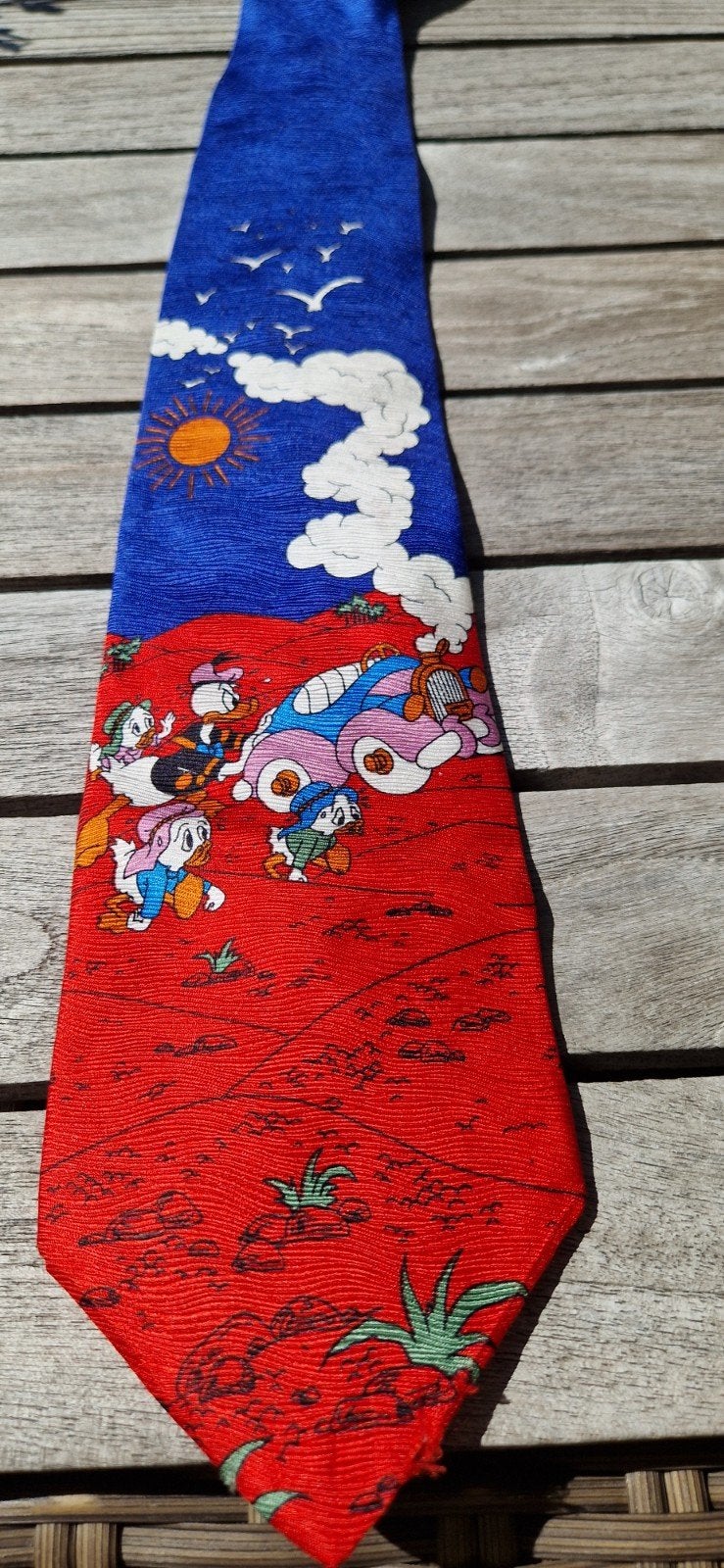 Vintage Disney zijden stropdas met Donald Duck, Ophalen of Verzenden, Donald Duck, Zo goed als nieuw, Kleding of Textiel
