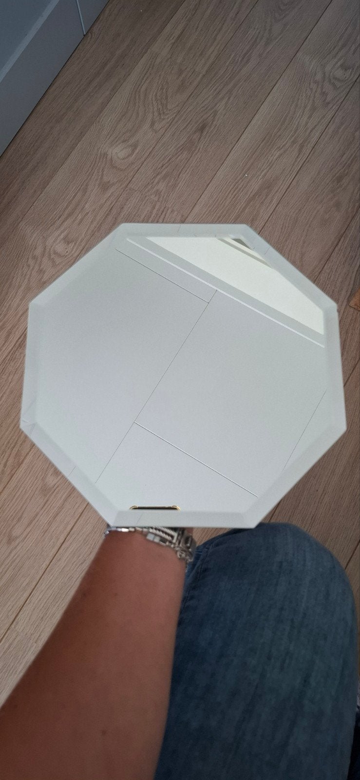 8-hoekige glasplaat - spiegel - decoratie, Huis en Inrichting, Minder dan 50 cm, Gebruikt, Ophalen of Verzenden, Minder dan 100 cm